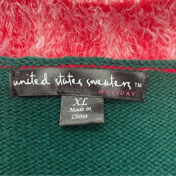 United States Sweaters SZ XL Christmas Holiday Santa Cardigan Winter Comfy Green - Picture 6 of 11